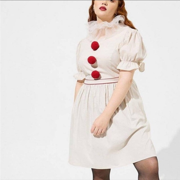 Torrid Pennywise IT Clown Halloween Cosplay Costume Mini Dress Horror 2X 18 20 - Picture 1 of 5